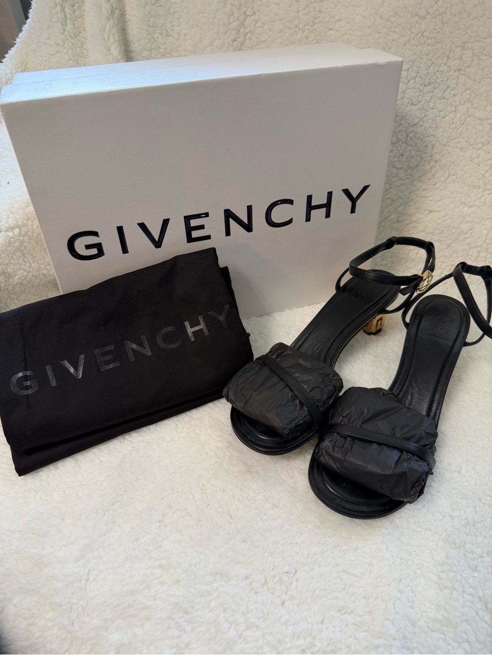 Givenchy Black Quilted Strap Heeled Sandals
